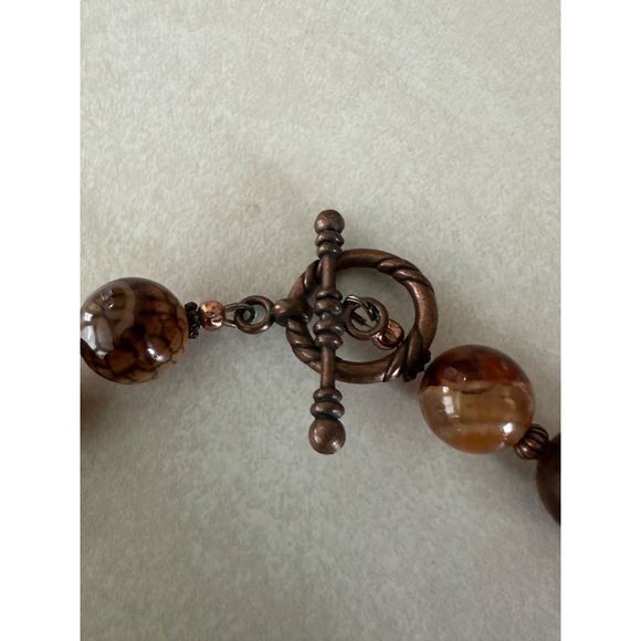 Artisan carnelian quartz banded agate chalcedony beaded necklace - Picture 7 of 8